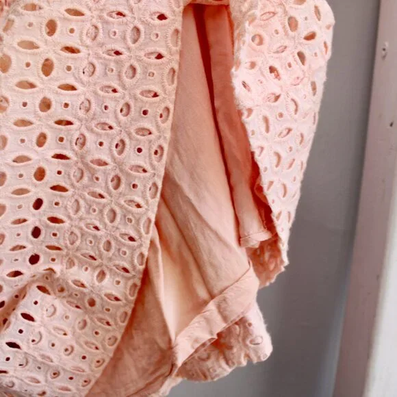 Anthropologie Pink The Somerset Eyelet Edition Tiered Mini Dress Size Medium - Picture 7 of 9